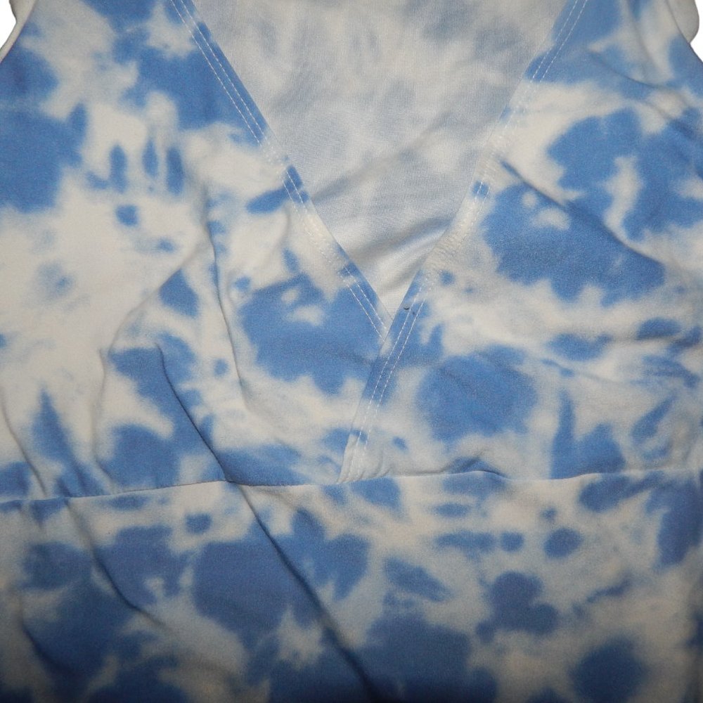 TIME AND TRU MATERNITY women's maternity medium blue white tie dye nursing tank - Picture 6 of 9